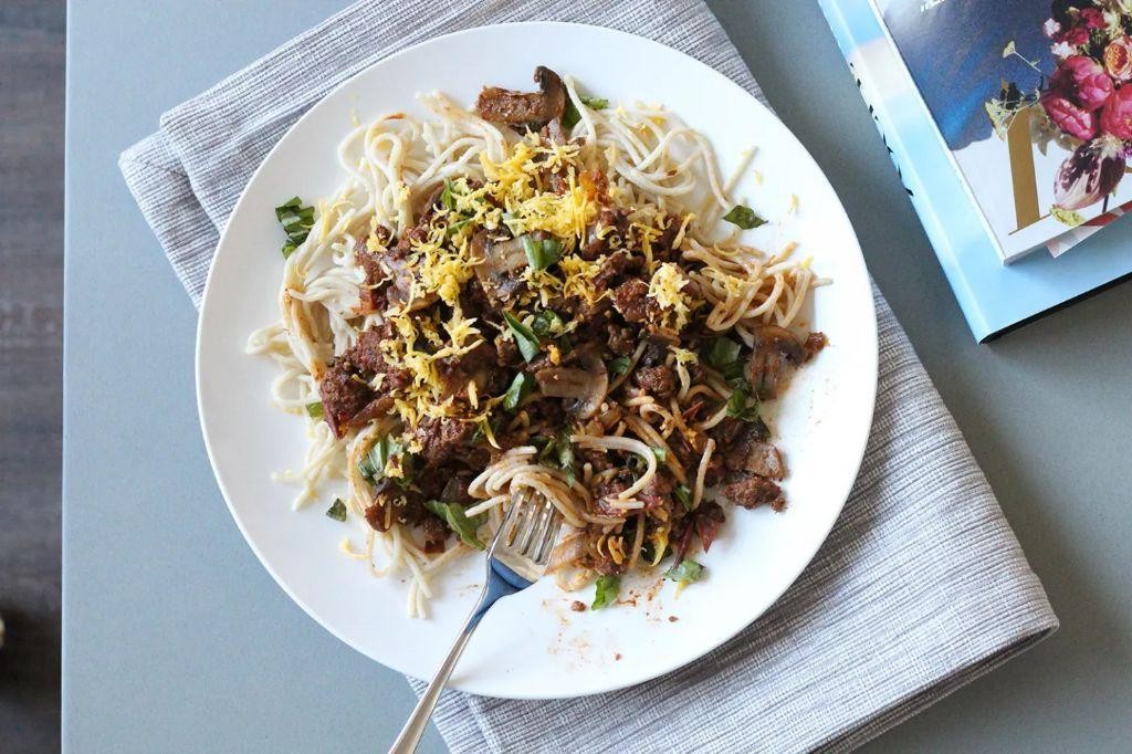 Gluten-Free Bolognese with Rice Pasta