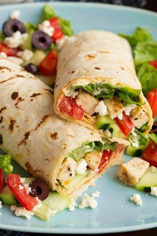 Greek Chicken and Hummus Protein Wrap
