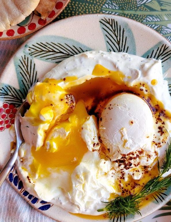 Greek Yogurt Dill Eggs in a Nest