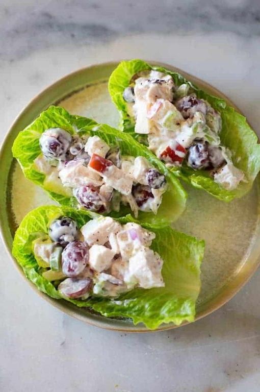 Greek yogurt chicken salad wraps