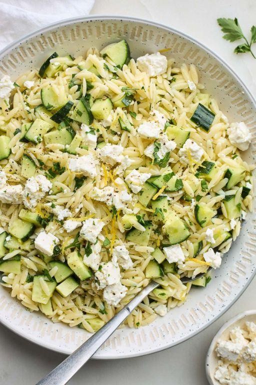 Greek-Inspired Pasta with Cucumber and Mint