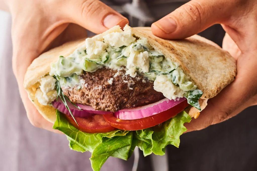 Greek-Style Lamb Burger with Tzatziki Sauce