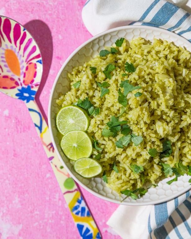 Green Mexican Rice with Cilantro and Lime
