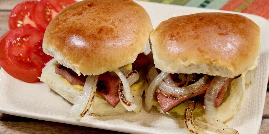 Grilled Bologna and Onion Sandwich