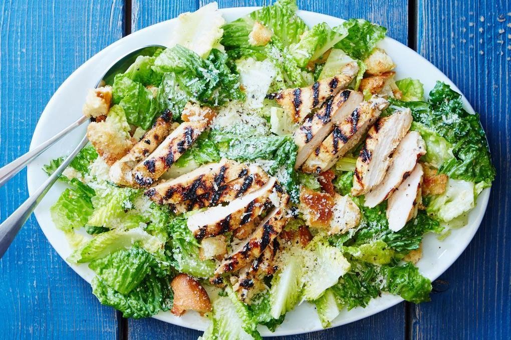 Grilled Chicken Caesar Salad with Croutons