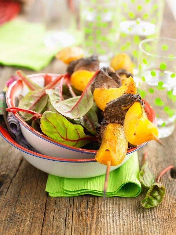 Grilled Duck and Peach Skewers