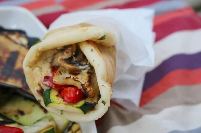 Grilled Eggplant and Hummus Burritos
