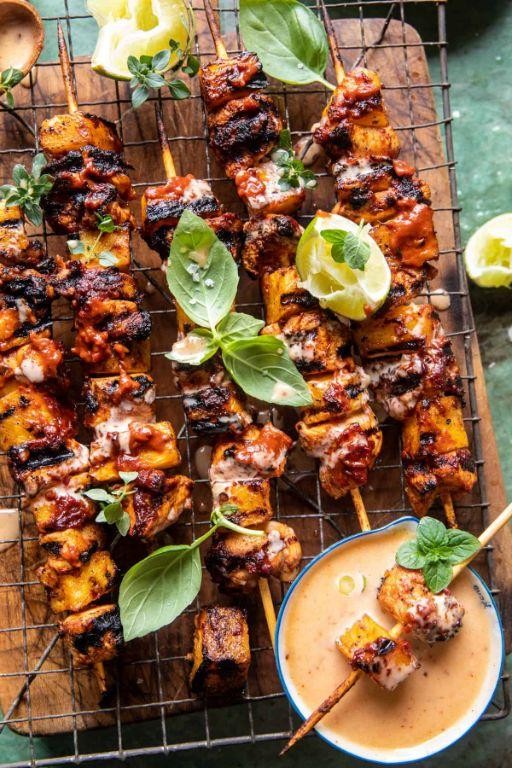 Grilled Hot Link Skewers with Pineapple