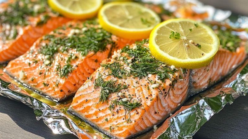 Grilled Lemon Herb Salmon Foil Packets