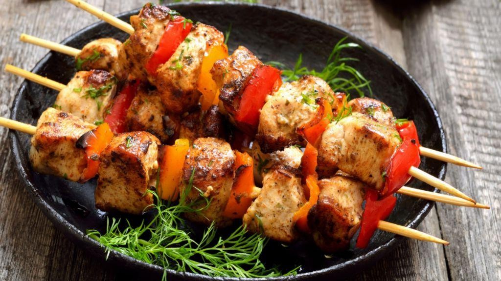 Grilled Pork Kebabs with Bell Peppers