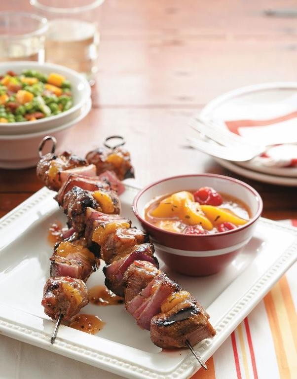 Grilled Pork Kebabs with Peach BBQ Glaze