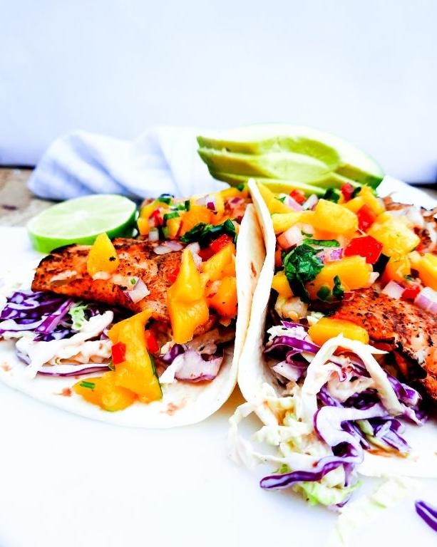 Grilled Rockfish Tacos with Mango Salsa