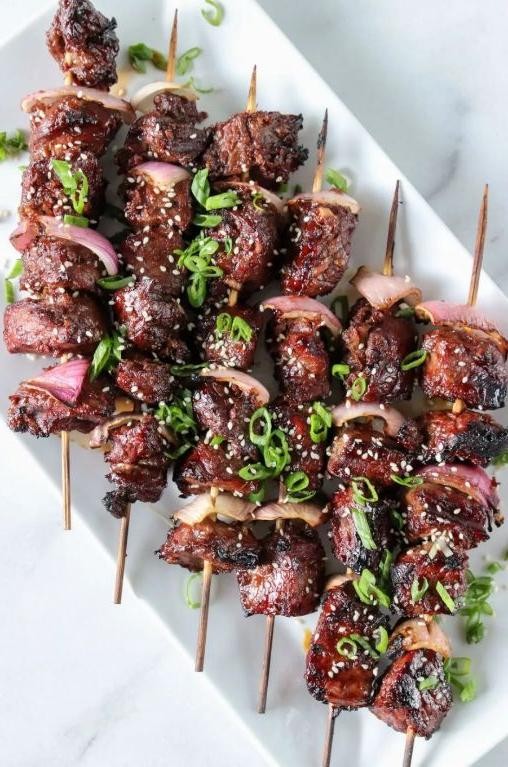 Grilled Sweet Onion and Steak Skewers