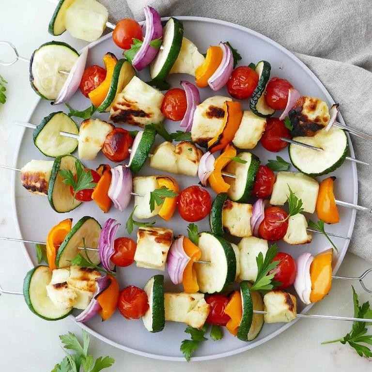 Grilled Veggie and Halloumi Skewers