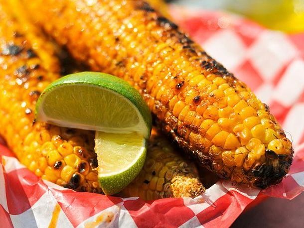 Grilled baby corn with chili lime butter