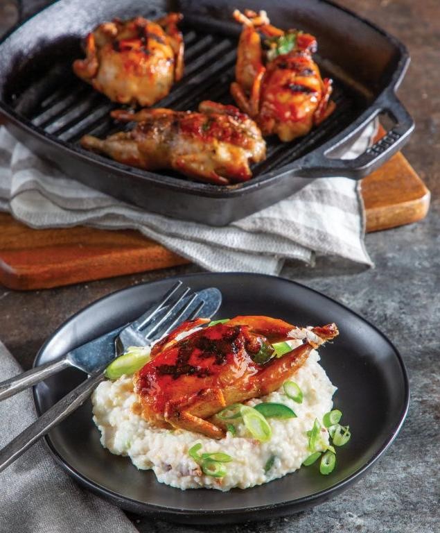 Grilled quail with jalapeño butter