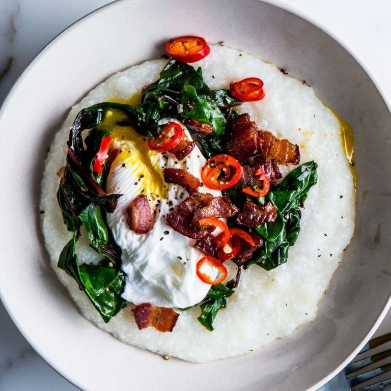Grits and Greens with Poached Eggs