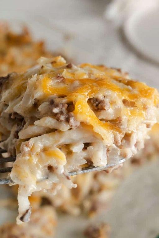 Ground Beef Breakfast Casserole with Hash Browns