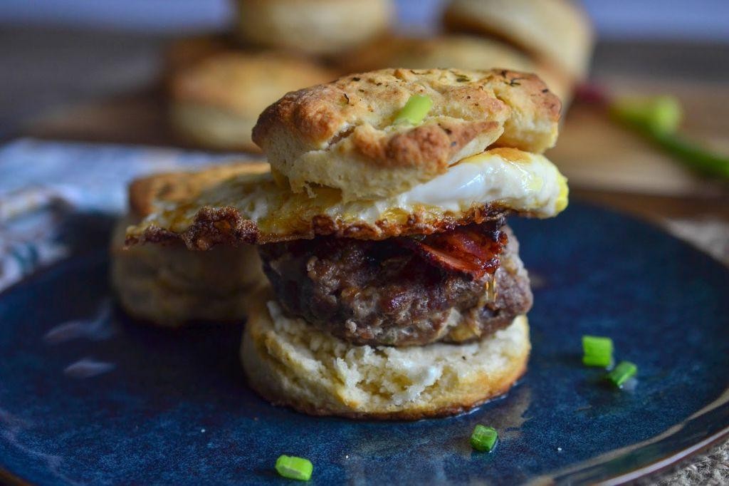 Ground Beef Breakfast Sliders on Biscuits