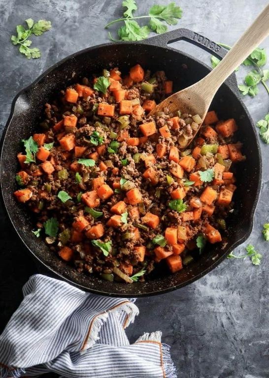Ground Beef Hash with Sweet Potatoes