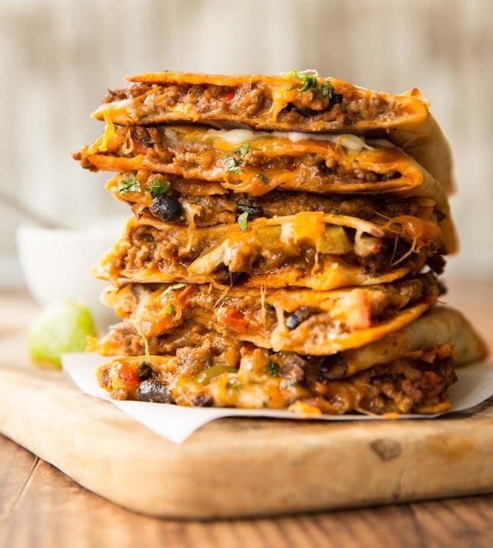 Ground Beef and Cheese Breakfast Quesadillas
