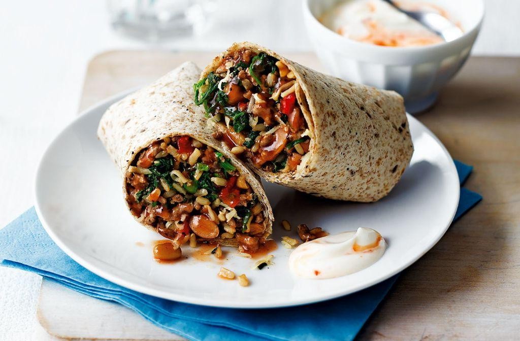 Ground Beef and Spinach Breakfast Wrap