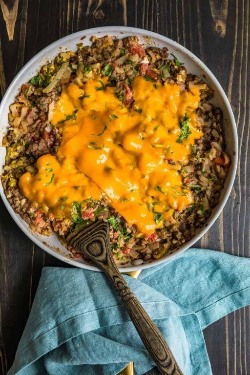 Ground Beef and Veggie Breakfast Scramble