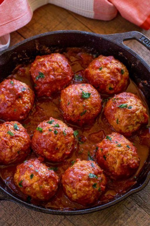 Ground Chicken and Rice Meatballs with Marinara
