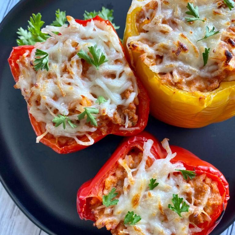 Ground Chicken and Rice Stuffed Peppers