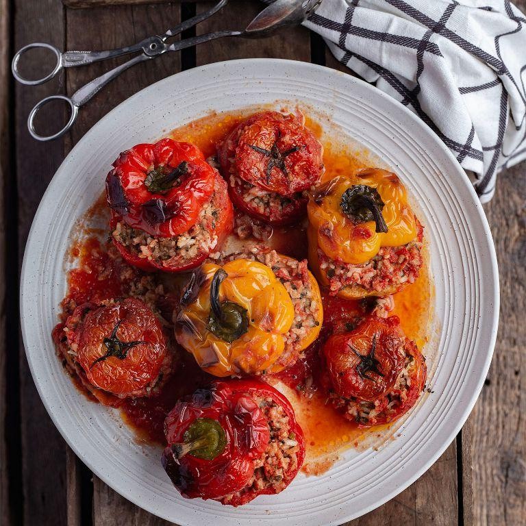 Ground Chicken and Rice Stuffed Tomatoes