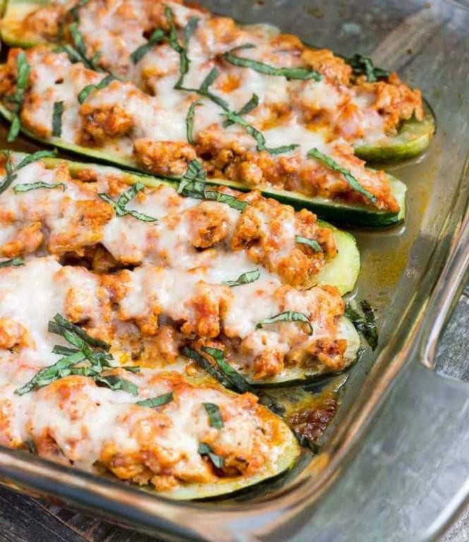 Ground Chicken and Rice Stuffed Zucchini Boats