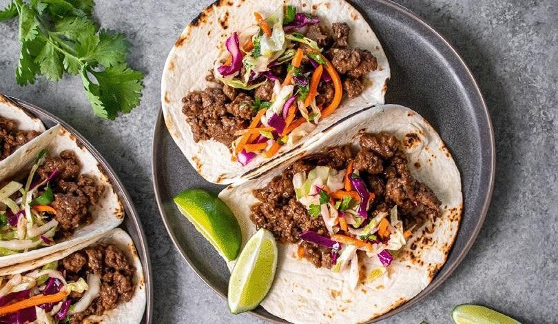 Ground Turkey Korean Tacos with Sriracha Slaw