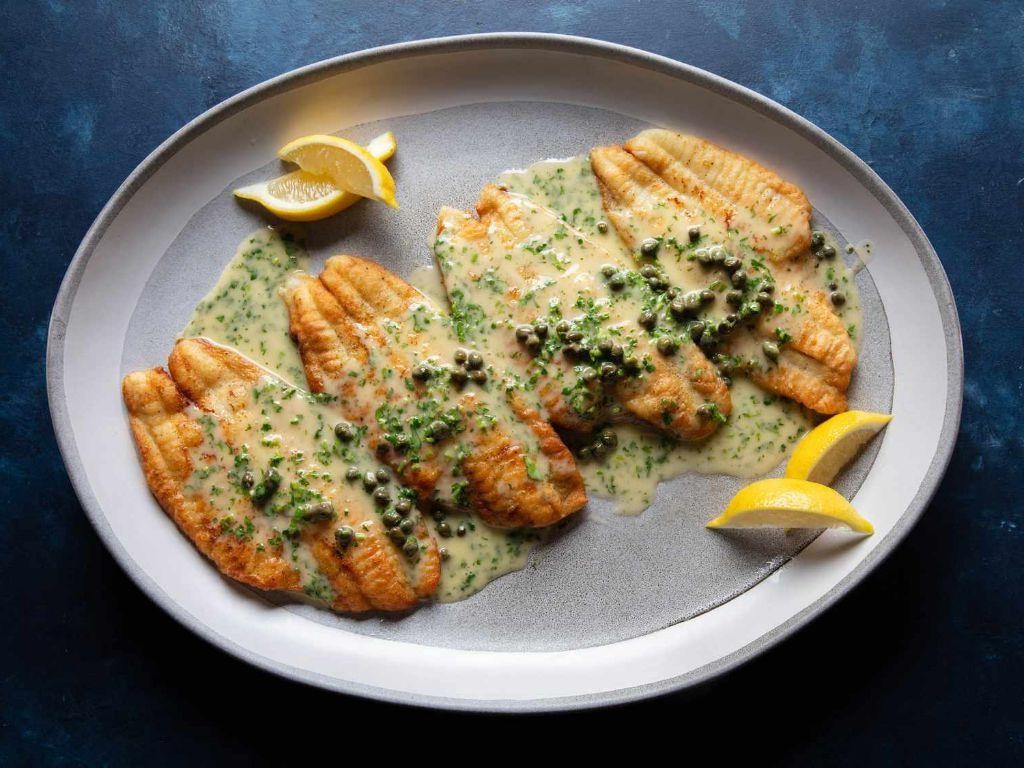Hake Piccata with Capers and White Wine