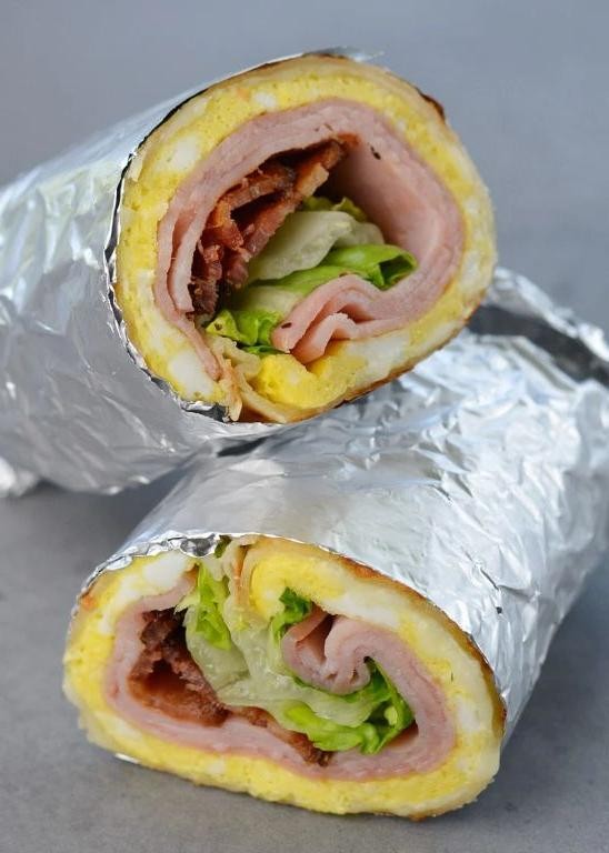 Ham and Swiss Cheese Breakfast Burrito with Dijon