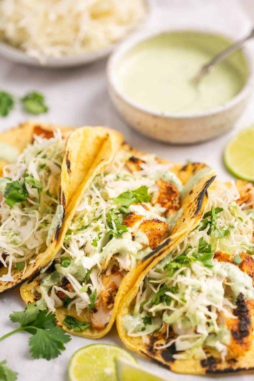 Hawaiian Mahi Mahi Tacos with Lime Crema