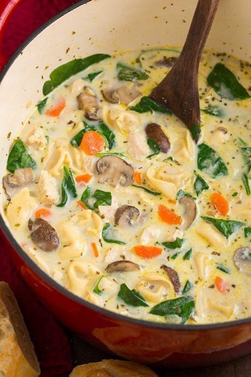 Healthy Chicken Spinach and Mushroom Soup