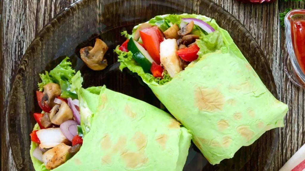 Healthy Chicken Spinach and Mushroom Wraps