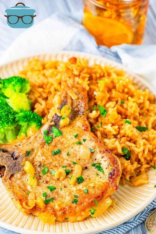 Herb-Crusted Pork Chops with Saffron Rice