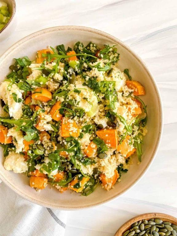 Herbed Couscous Salad with Roasted Sweet Potatoes