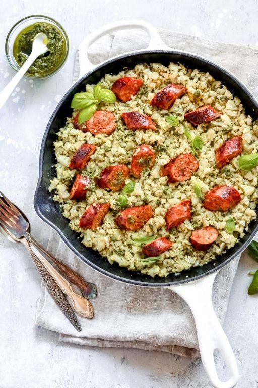 Herbed Italian Sausage and Cauliflower Rice Bake
