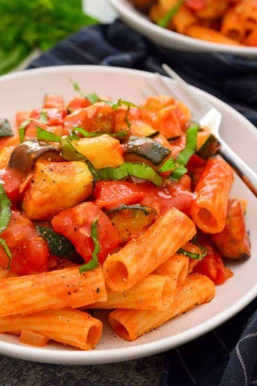 Herbed Pasta with Grilled Eggplant and Zucchini