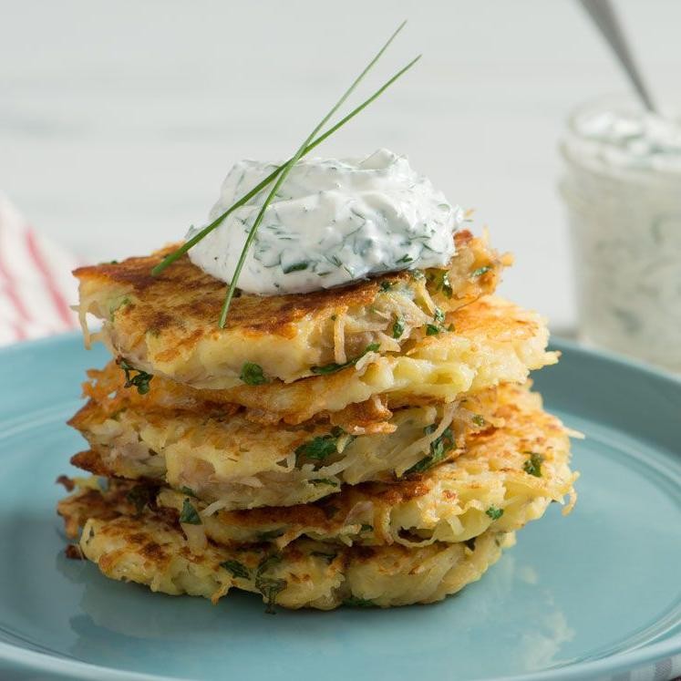 Herbed Potato Pancakes with Sour Cream