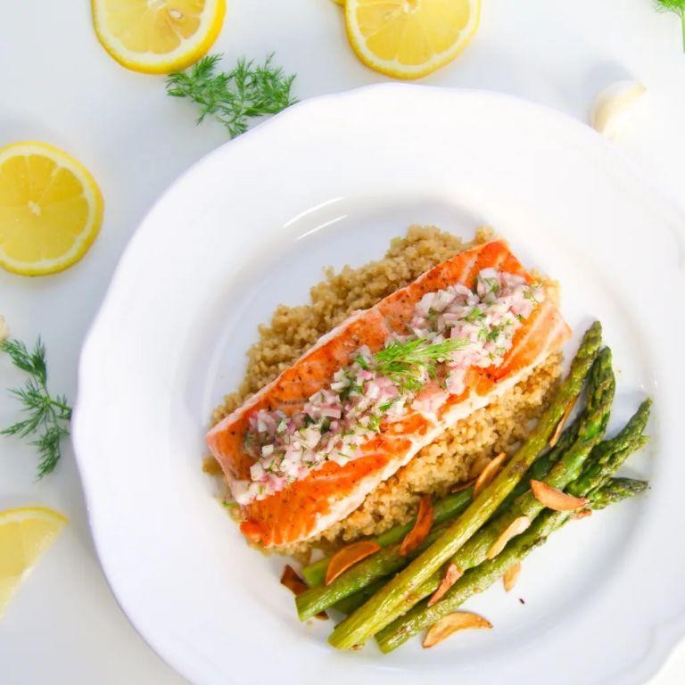 Herbed Quinoa and Grilled Salmon with Asparagus