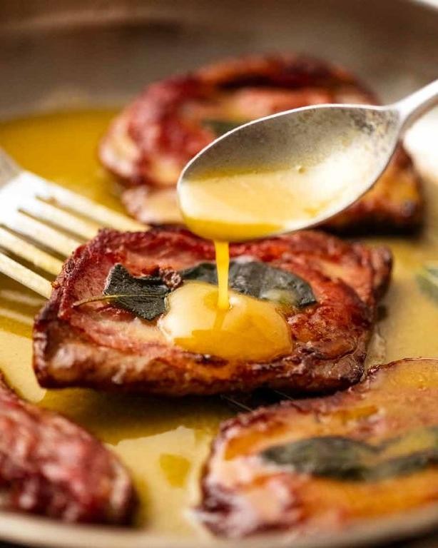 Herbed Veal Saltimbocca with Garlic Butter
