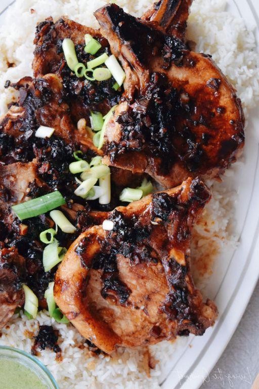 Honey Glazed Pork Chops with Coconut Rice