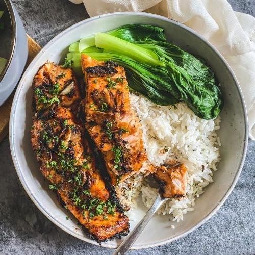 Honey Miso Salmon with Garlic Butter