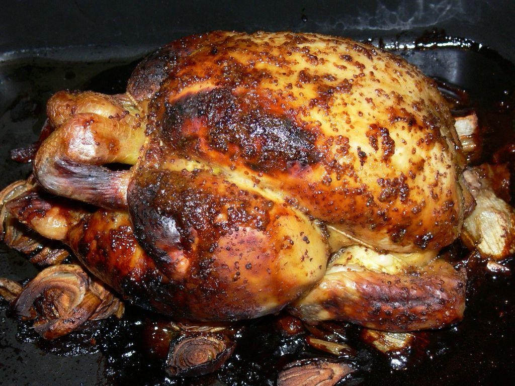 Honey Mustard Crockpot Whole Chicken