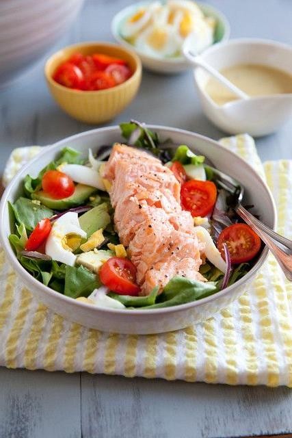 Honey Mustard Glazed Salmon Salad