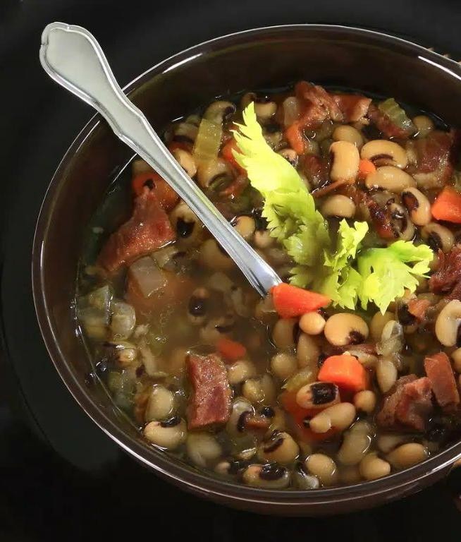 Hoppin John Soup with Cornbread Croutons