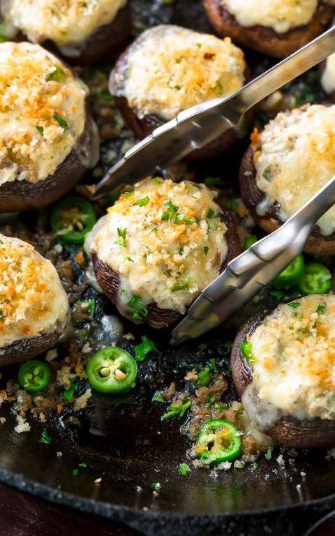 Jalapeno and Cheddar Stuffed Mushrooms